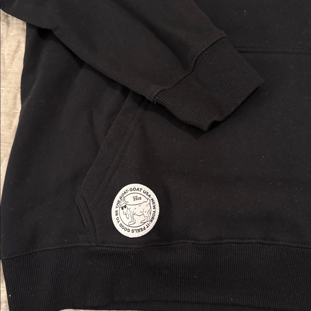 Classic Black Hoodie with Blue Embroidered Design - Picture 3 of 12